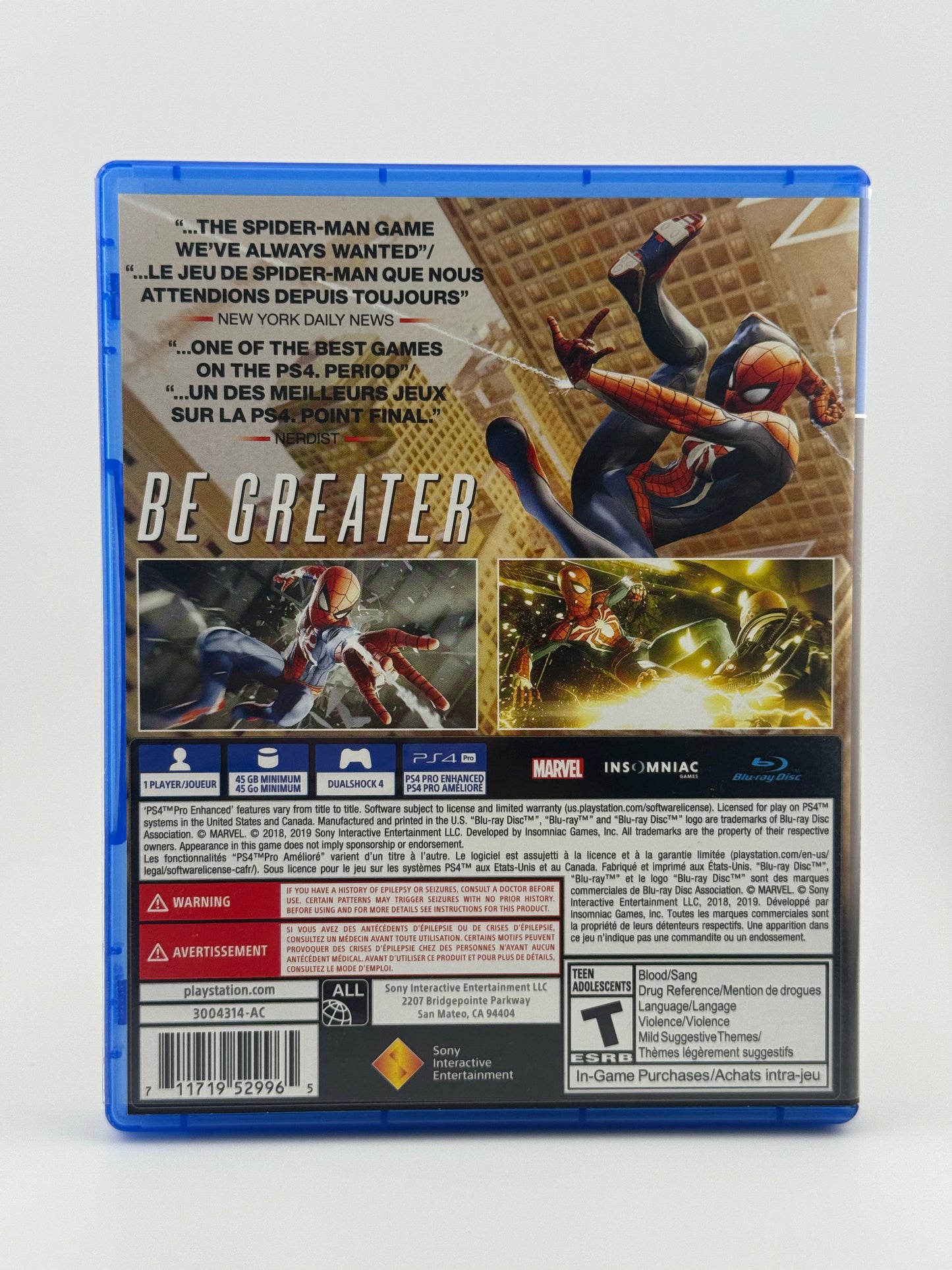 Marvel Spiderman Game of The Year PS4 CIB