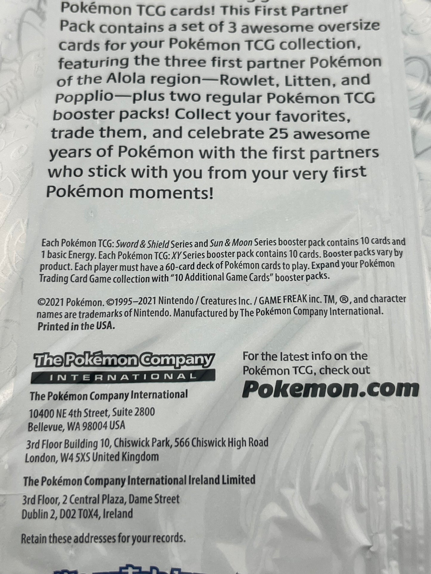 Pokemon TCG First Partner Pack ALOLA - 25th Anniversary Train On Oversize Cards