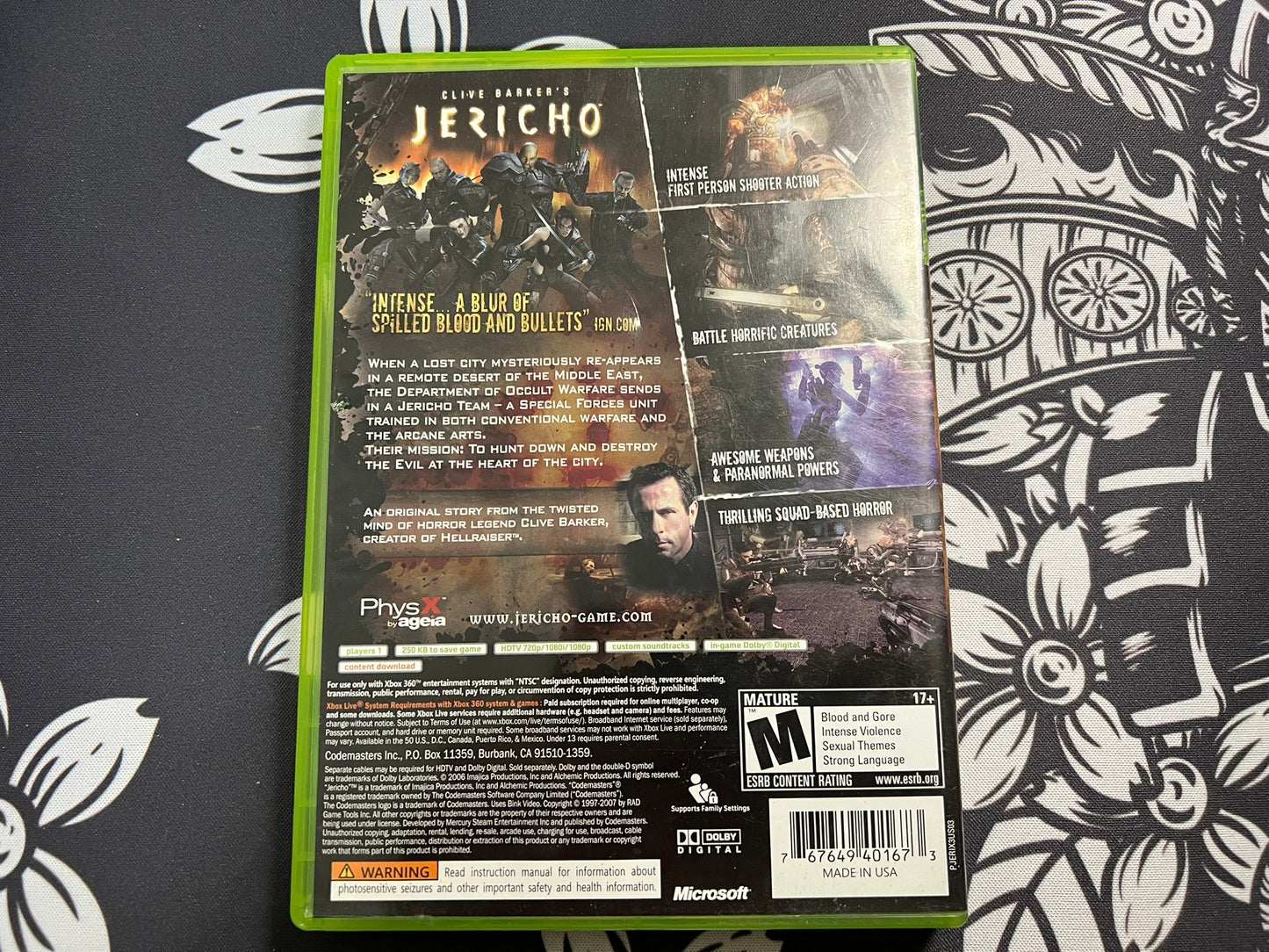 Clive Barker's Jericho (Microsoft Xbox 360, 2007) Complete With Manual