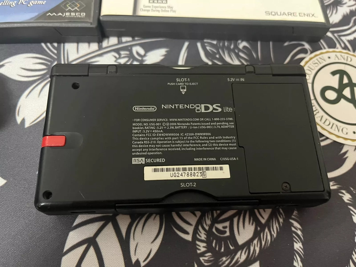 Nintendo DS Lite Crimson Handheld System - Red/Black + 3 Games Bundle Tested