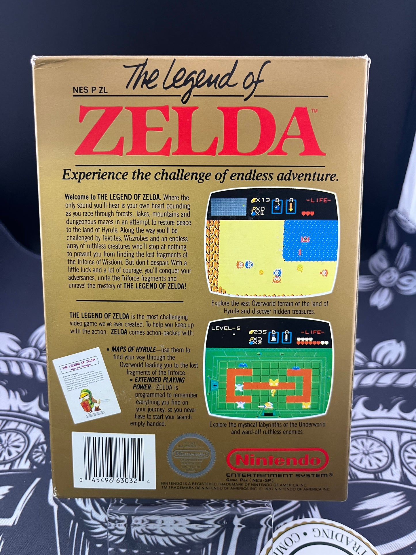 The Legend of Zelda (1987) Gold NES CIB + Map