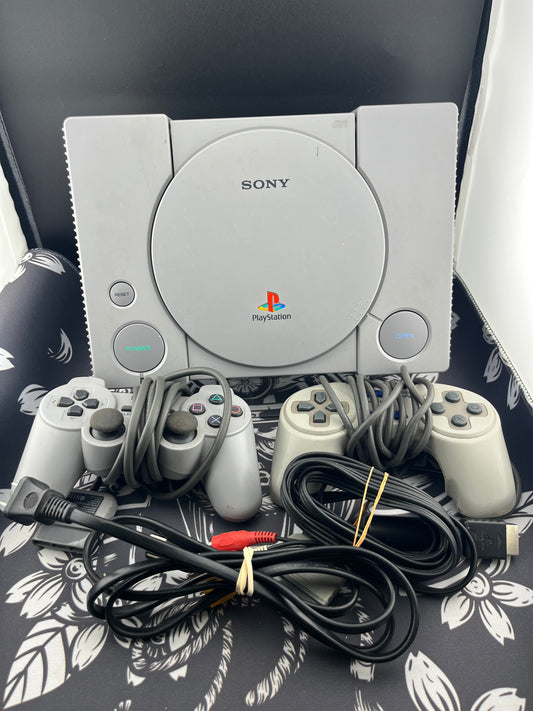 Sony PlayStation PS1 Original Console Grey 2 controllers + Cords SCPH-9001