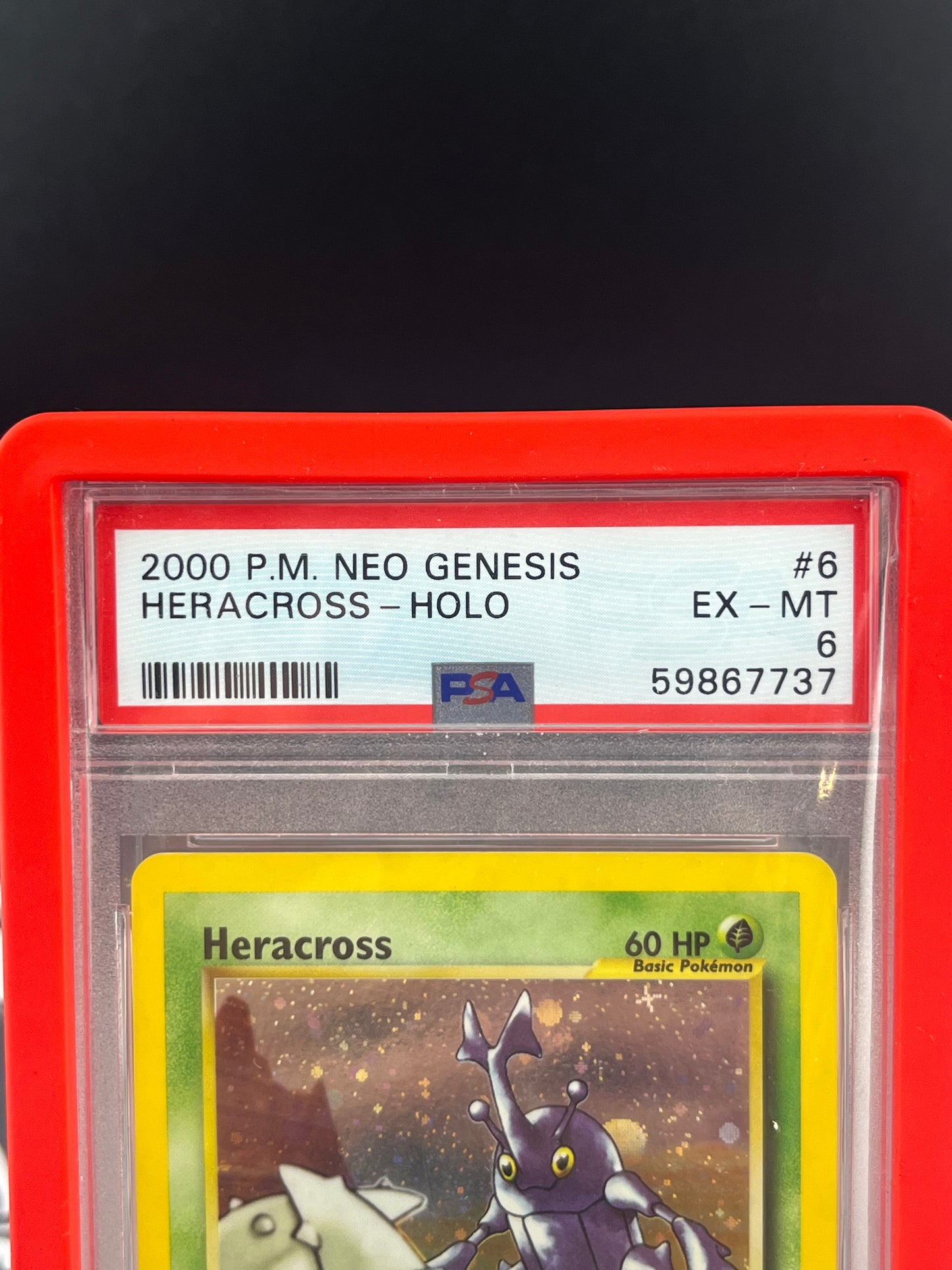 Heracross 2000 Pokemon Neo Genesis Holo PSA 8 + dragon scale graded  bumper