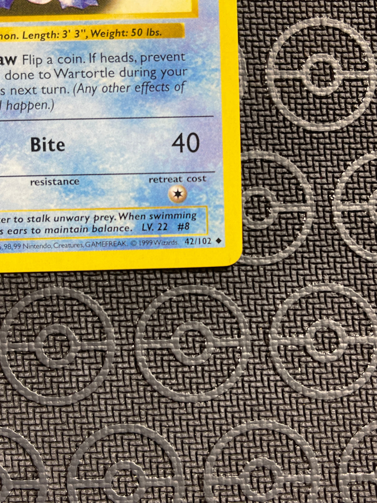 Wartortle- 1st Edition Shadowless Base Set 42/102 NM