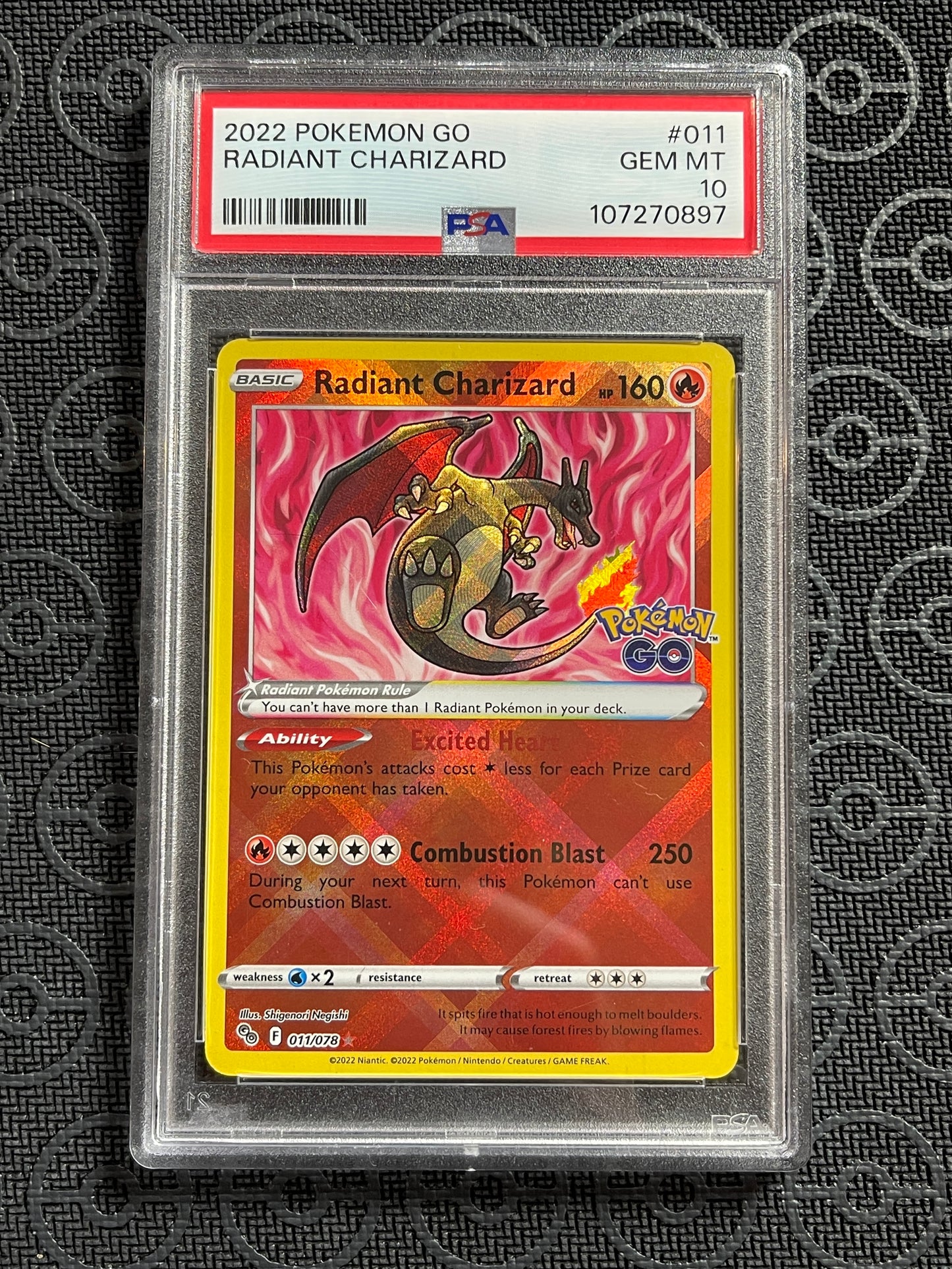 2022 Pokémon Go Radiant 011 Charizard PSA 10