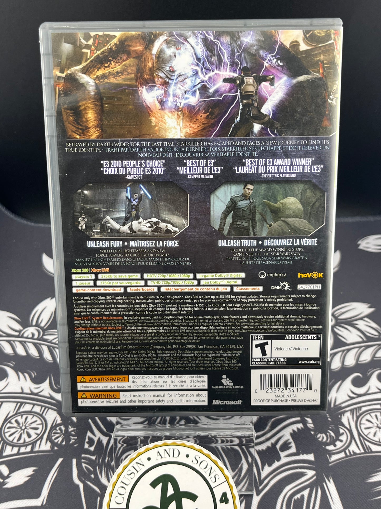 Star Wars the Force Unleashed 2 Platinum Hits Xbox 360 CIB
