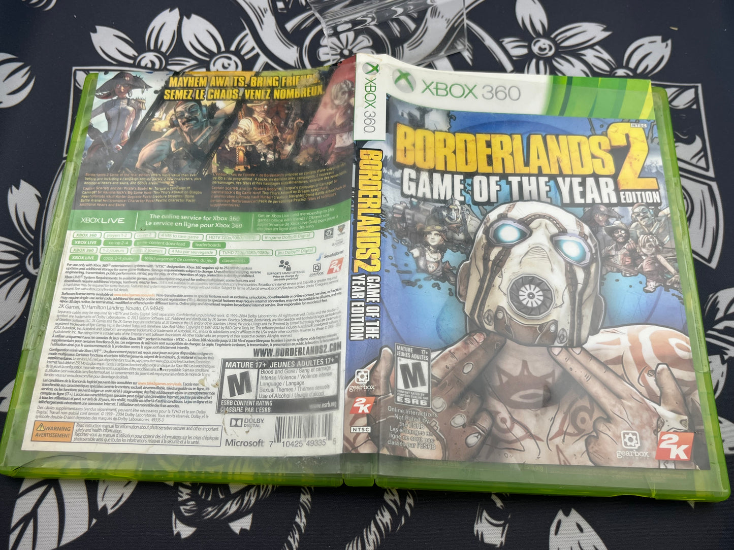 Borderlands 2 GOTY Xbox 360 CIB waterdamge cover