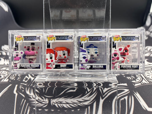 Five Nights at Freddy Sister Location Bitty Pop 225 226 227 228 Freddy Baby Ballora Foxy + holder