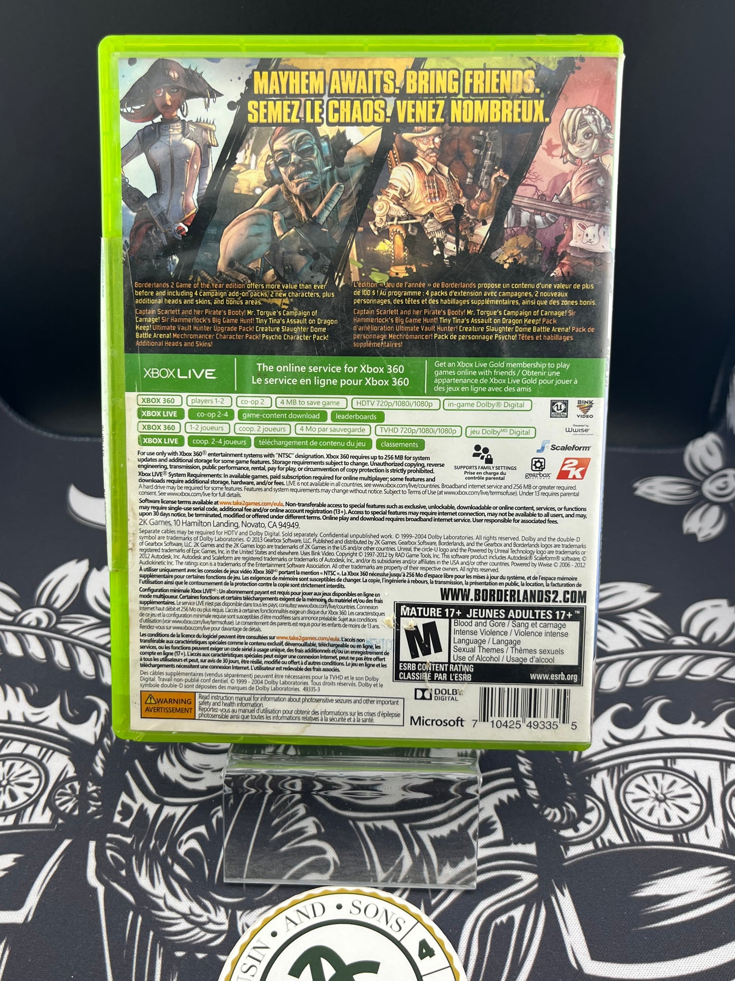 Borderlands 2 GOTY Xbox 360 CIB waterdamge cover