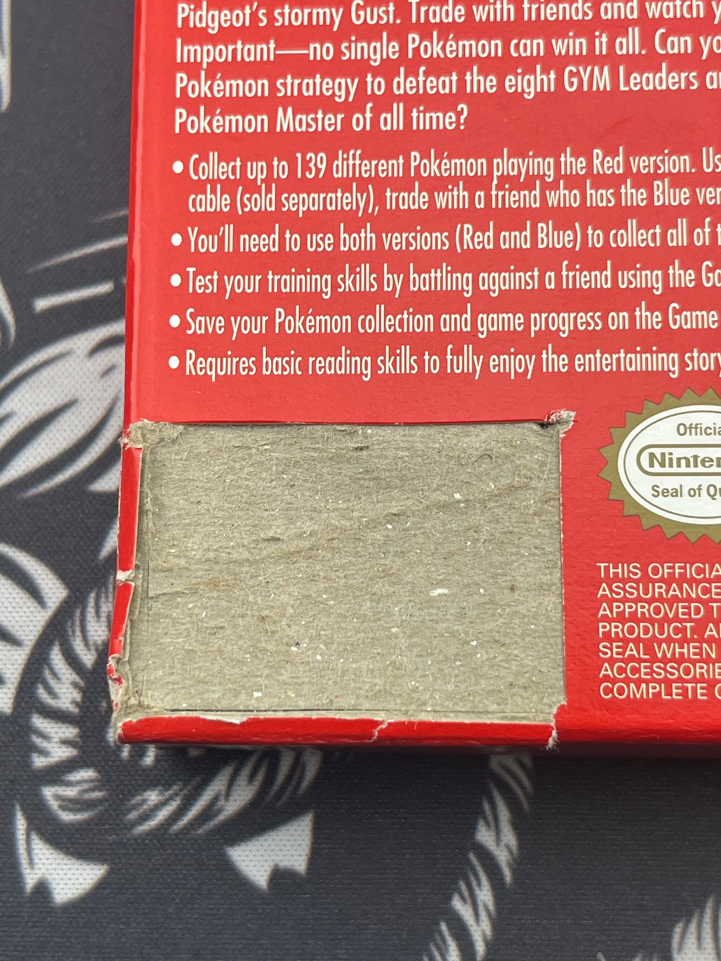 Pokémon Red First Print Gameboy Box Game and Manual
