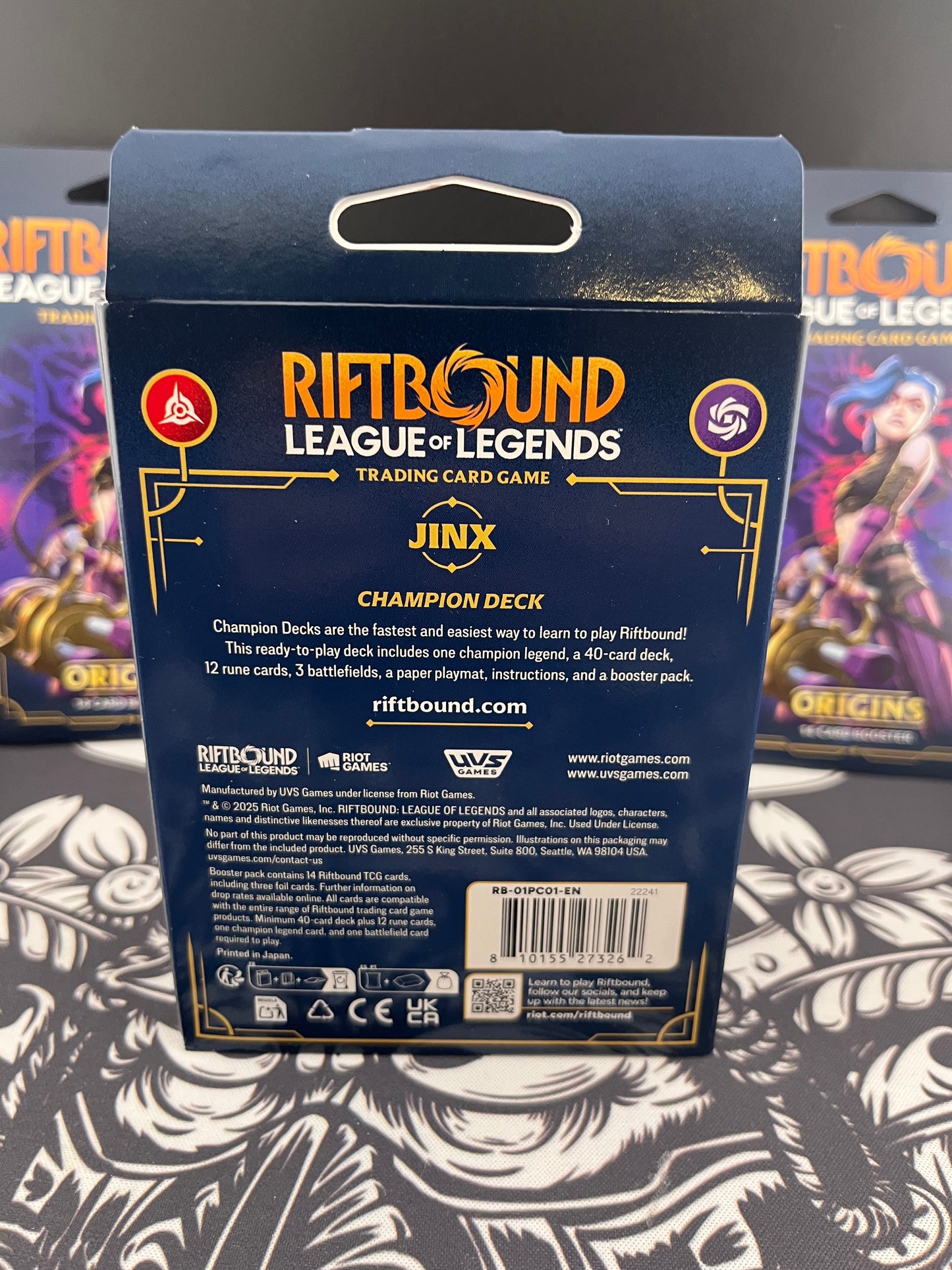 Riftbound League of Legends TCG Champion Deck Jinx + 2 Single Booster packs