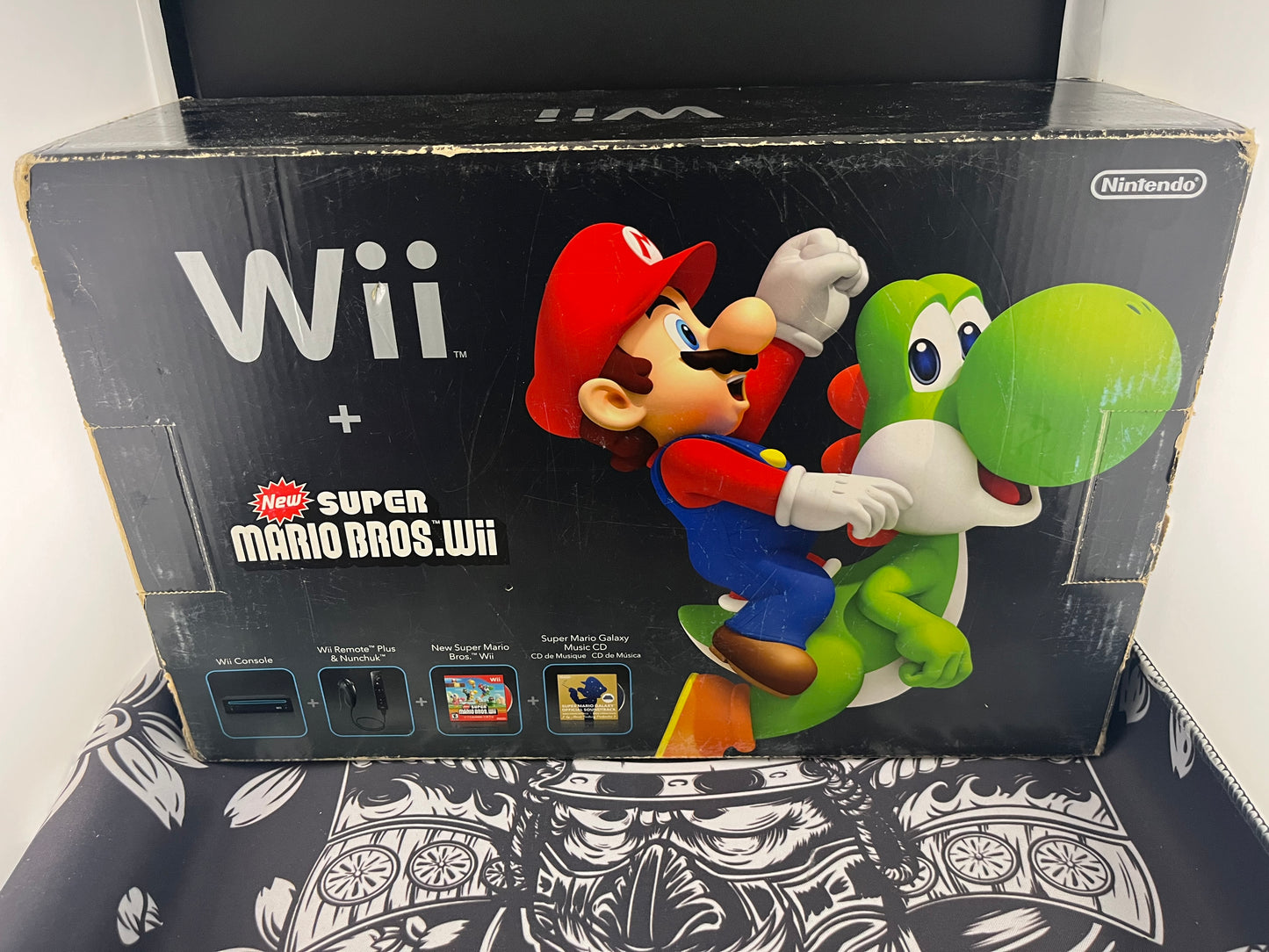 Nintendo Wii Black Console System New Super Mario Bros bundle CIB