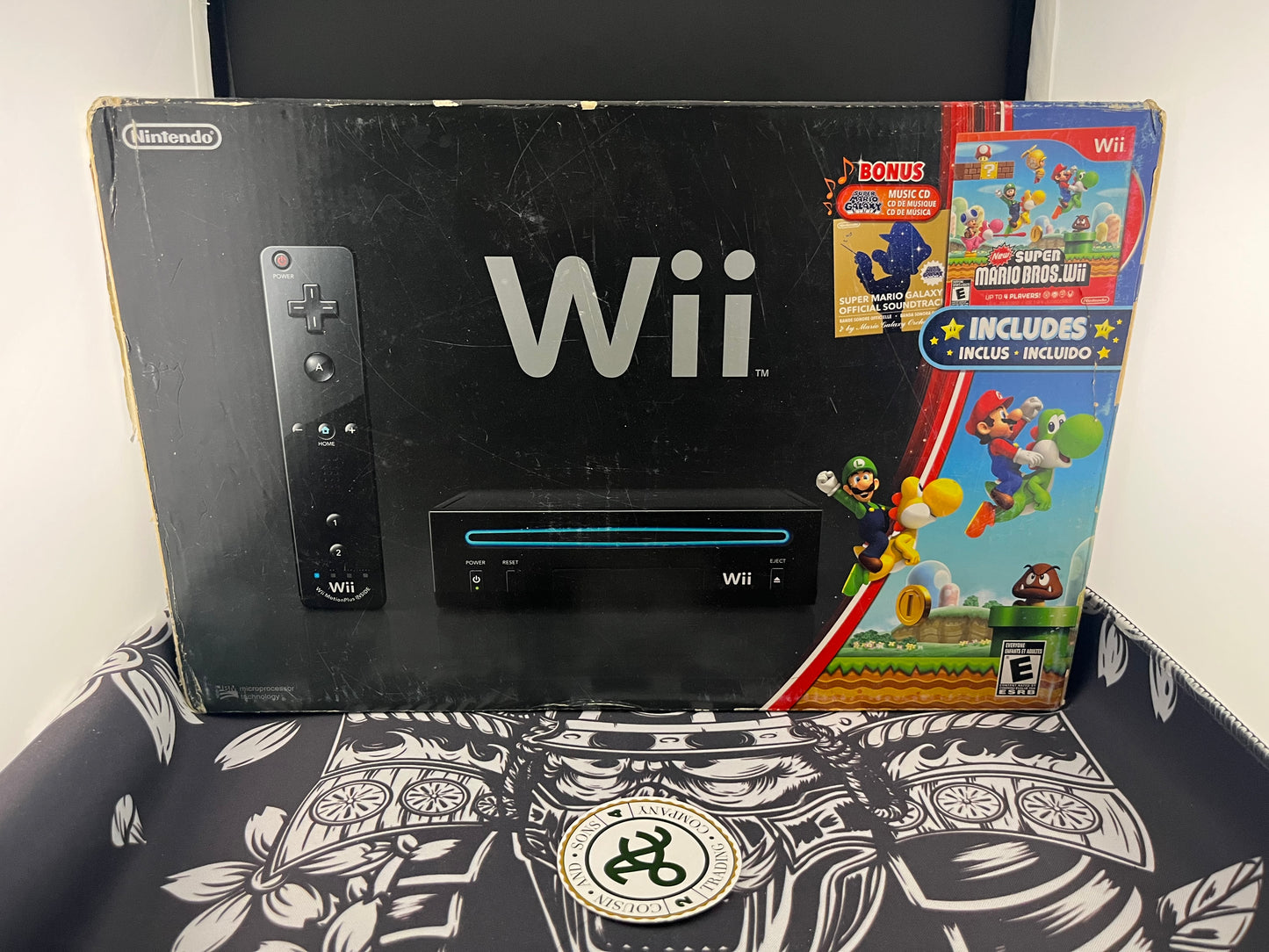 Nintendo Wii Black Console System New Super Mario Bros bundle CIB