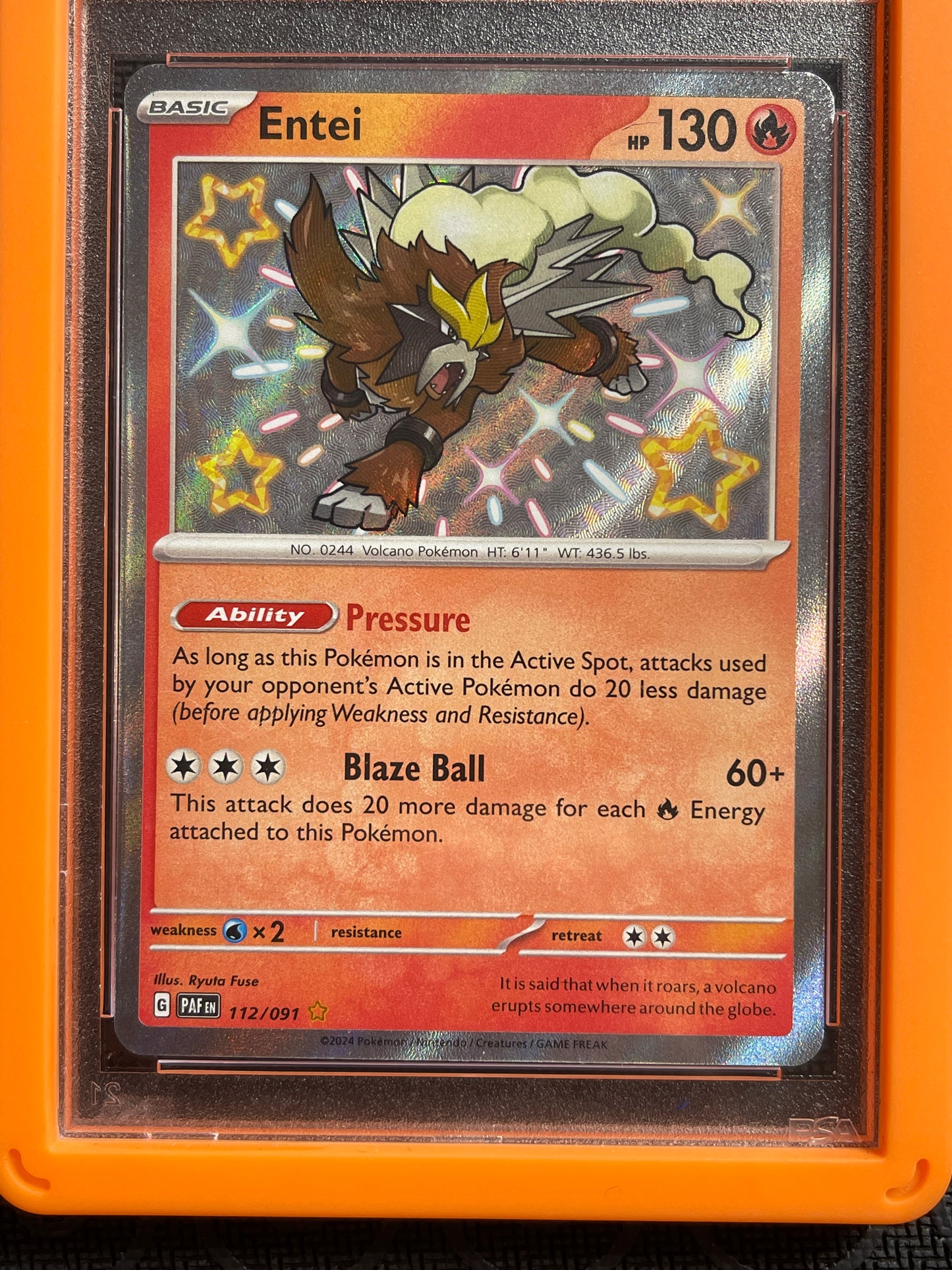 2024 Paldean Fates #112 Entei Shiny Rare PSA 10
