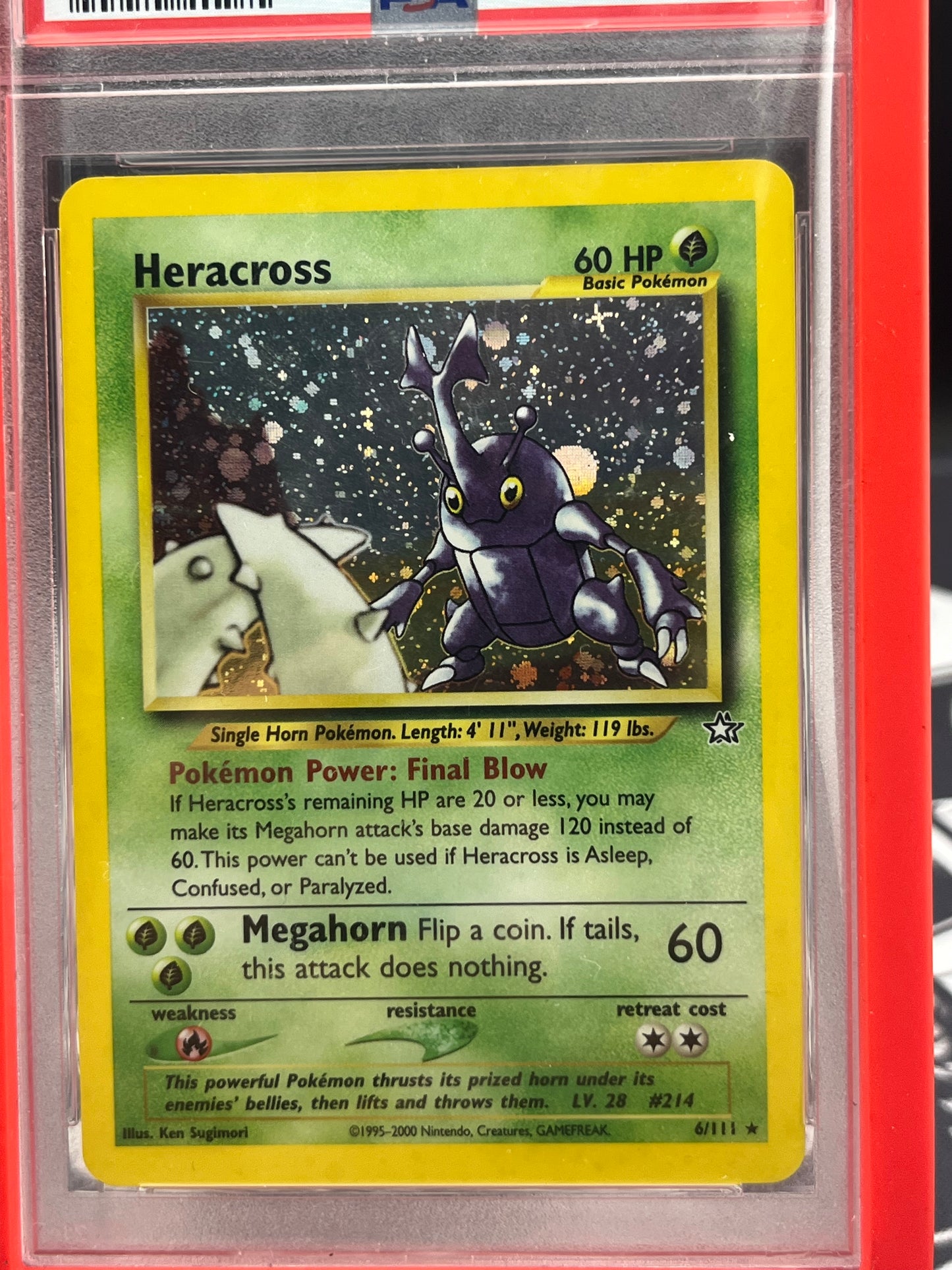 Heracross 2000 Pokemon Neo Genesis Holo PSA 8 + dragon scale graded  bumper