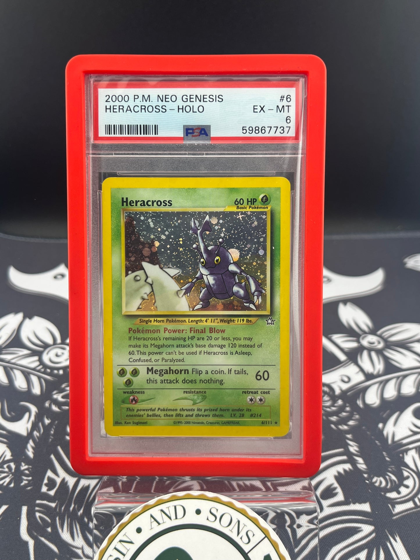 Heracross 2000 Pokemon Neo Genesis Holo PSA 8 + dragon scale graded  bumper