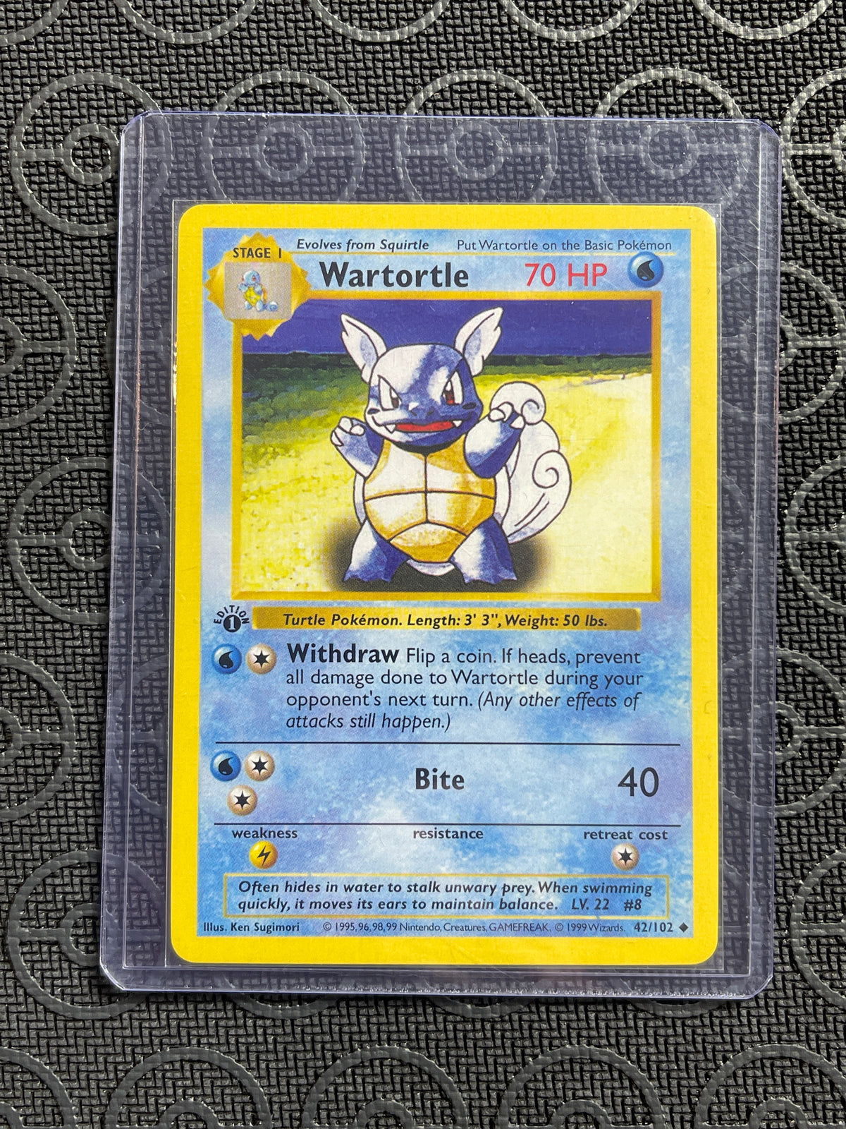 Wartortle- 1st Edition Shadowless Base Set 42/102 NM