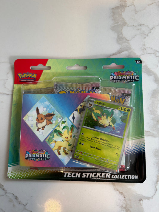 Prismatic Evolution 3 Pack Tech Sticker Collection - Leafeon