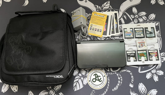New Nintendo 3DS XL Black Bundle 6 games + Mario Carrying Bag