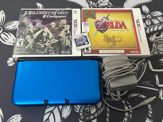 Nintendo 3DS XL Handheld System - Blue/Black Bundle + Fire Emblem Zelda Pokemon